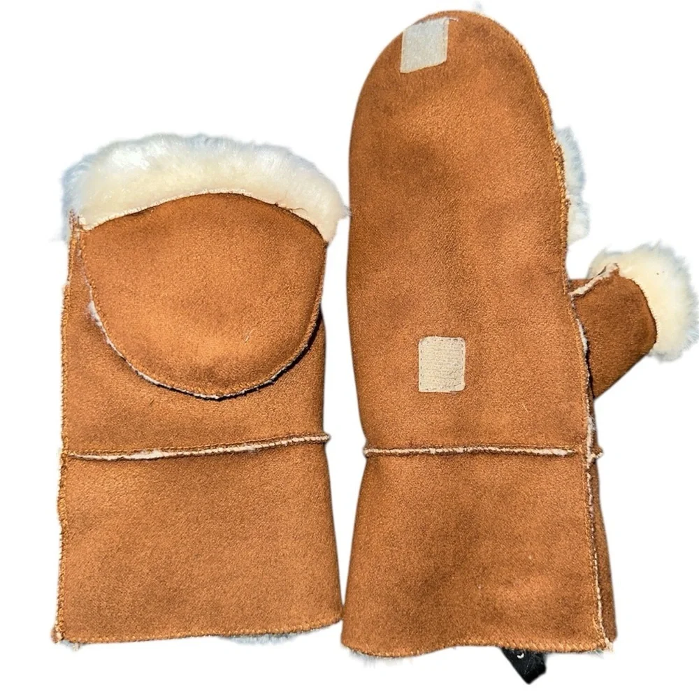 Surell Brown Faux Fur flip Top Mitten medium